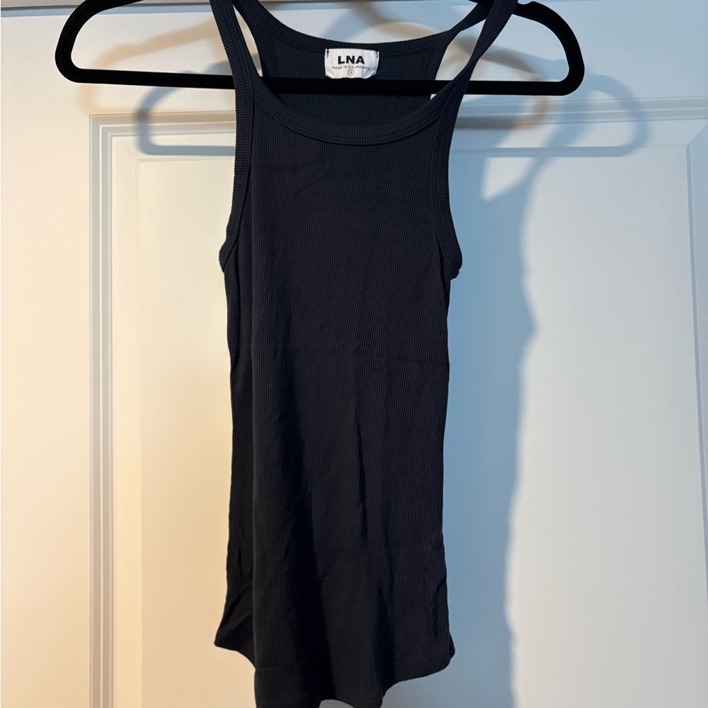 LNA Navy Ribbed Scoop Neck Tank